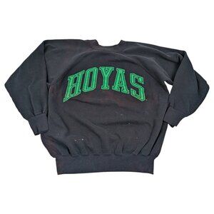 Vintage Hoyas Crew Neck Sweatshirt distressed‎ cracking paint 50/50